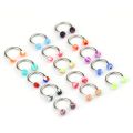 10/20pc Acrylic Nose Septum Ring Eyebrow Rings Lip Helix Ear Cartilage Piercing Circular Barbell Horseshoe Stud Body Jewelry 16G.