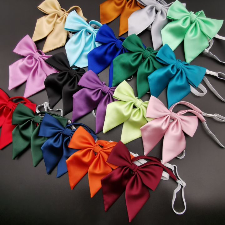 Factory direct sale spot yarn-dyed feather solid color JK bow tie shirt women's collar flower ribbon sailor clothes small things tide