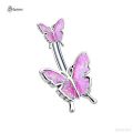 1.5mm Pin Blingbling Sequins Butterfly Belly Piercing Bar Surgical Steel Navel Ring Belly Button Rings for Women Earring Jewelry. 