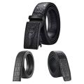 Durable Man Vintage Casual Business Belts Crocodile Pattern Waist Band Leather Belt Automatic Buckle Waistband.