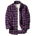 Happy Night Men's Shirts Button-Up Classic Plaid Smart Casual Flannel Shirt Long Sleeved Chest Two Pockets Design Spring Autumn Men Tops. 