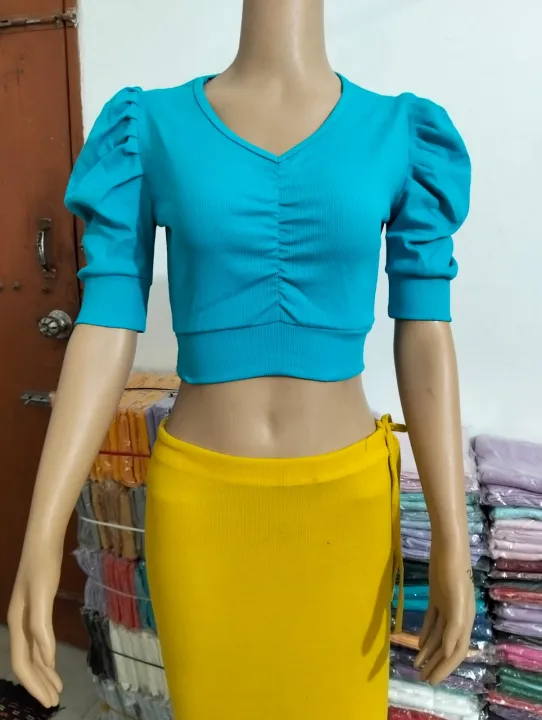 %5B%20Amena%20fashion%20%5D%20half%20sleeve%20ghoti%20hata%20crop%20top%20blouse%20for%20fashionable%20girls%20-%20Image%209