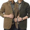 New Men Blazer Spring Autumn Cotton Denim Jackets Business Casual Slim Fit Solid Color Outwear Male Coat M-5XL Hot Selling. 