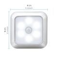 New  Powered 6 LED Square Motion Sensor Night Lights PIR Induction Under Cabinet Light Closet Lamp  for Stairs Kitchen. 