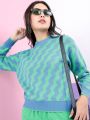 Pantoneclo Premium Women's / Girl's Round Neck Reversible Wavy Motif Sweater / Cardigan / Pullover. 