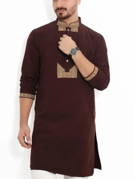 Coffee%20color%20Embroidery%20Panjabi%20for%20men%20-%20Image%204
