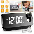 USB LED Mirror Projection Alarm Clock  Digital Snooze Rotated Display. 