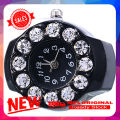 Men's Women's Silicon Round Rhinestone Elastic Quartz Finger Ring Watch Gift.
