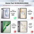 Premium Soft TPU Back Cover For Honor Pad 10 Case 12.1" Trifold PU Leather Case with Pencil Holder Funda For Honor Pad 10 12.1 2025 and Auto Sleep Wake Feature.