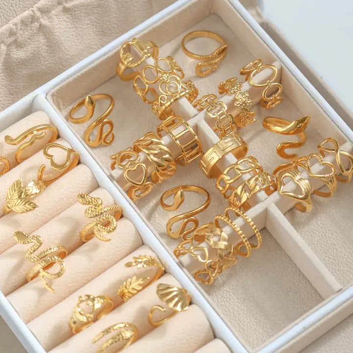 New%20Stainless%20Steel%20Jewelry%20Rings%20For%20Women%2018k%20Gold%20Plated%20Link%20Chain%20Geometric%20Twisted%20Wide%20Band%20Open%20Adjustable%20fashion%20Rings%20-%20Image%204