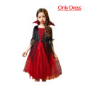 Girls Boys Vampire Dress Kid Ghost Bride Gothic Cosplay Vampire Devil Bat Halloween Costume Vampiran Carnival Outfit Clothes.
