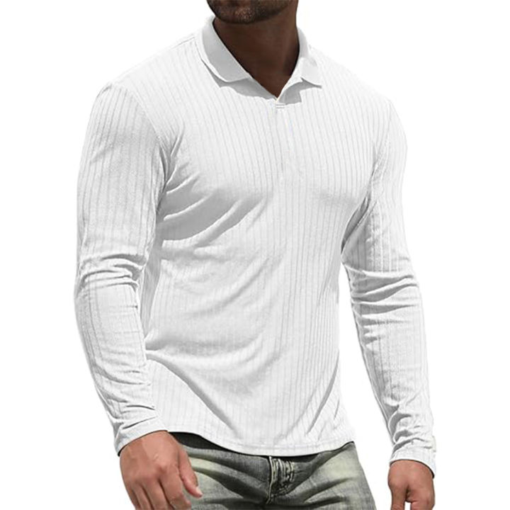 Daraz High V Neck T Shirts 100% Cotton Men's Long Sleeve T-Shirts