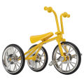 Toy Tricycle Model 3D Car Removable Ornament Metal Rubber Bike for Any Age Birthday Yellow. 