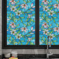 Window Film Decorative Glass Sticker Blue Flower Window Stickers for Bathroom Kitchen Bedroom. 