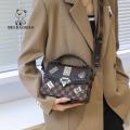 Beibaobao Women's Bag2023New Fashion Messenger Bag Retro Small Square Bag Texture Badge Handbag. 