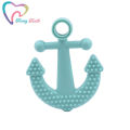 2 PCS Boy Color Silicone Teether Anchor Pendants Silicone Beads Charms Nursing Baby Food Grade Ship Anchor Teether Teething Toys. 
