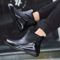 Rain Boots Men's Winter Construction Site Labor Protection Rain Boots Waterproof Non-Slip Wear-Resistant Rainy Day Fishing Work Water Shoes Thick Sole Fleece-Lined. 