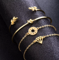 New Trendy Fashionable 4Pcs/ Set Simple Design Adjustable Gold Plated Chain  Bracelet for Women / Bracelets for Girls Simple Stylish New Collection 2025. 