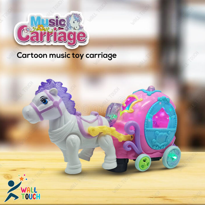 HORSE CARRIAGE Battery Operated Toys Cartoon Music Toy Carriage Set With  Light And Music For Kids
