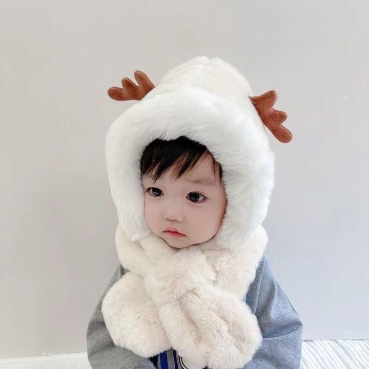 Cute%20Antler%20Baby%20Hat%20Winter%20Plush%20Warm%20Baby%20Scarf%20Hat%20Scarf%20Integrated%20Warm%20and%20Windproof%201-6%20Years%20-%20Image%206