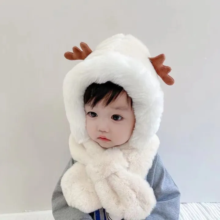 Cute%20Antler%20Baby%20Hat%20Winter%20Plush%20Warm%20Baby%20Scarf%20Hat%20Scarf%20Integrated%20Warm%20and%20Windproof%201-6%20Years%20-%20Image%206