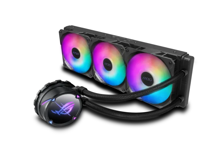 Asus%20ROG%20Strix%20LC%20II%20360%20ARGB%20All-In-One%20Liquid%20CPU%20Cooler%20-%20Aura%20Sync%20-%20LGA%201700/1200%20/115x%20and%20AMD%20AM4/TR4%20Support%20-%20Three%20ROG%20120mm%20Addressable%20RGB%20Radiator%20Fans%20-%20Image%202