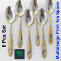6 pieces Stainless steel Tea Spoon Set- Multi-Design 6-Inch For Kitchen and Dining.