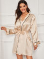 Ladies high quantity weddings bridal robes blank like robe with piping. 