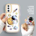 DEL for Samsung Galaxy S21 5G Back Cover (With Free Holder) Fashion Astronaut Transparent Phone Case Camera Protection Soft Wavy TPU Cover. 