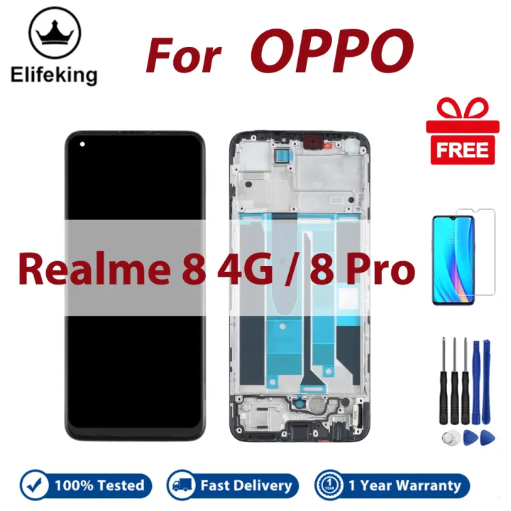 LCD With Frame For OPPO Realme 8 4G 8 Pro RMX3085 RMX3081 Display Touch Screen Digitizer Assembly Replacement Parts