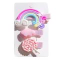 3Pcs Rainbow Cloud Lollipop Kids Girl Hairpins Side Bangs Hair Clip Accessory. 
