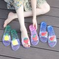 Crystal Slippers Women's Summer Korean Style ins Cute Cartoon Student Outer Wear Non-Stinky Feet Transparent Beach Sandals for Women M.