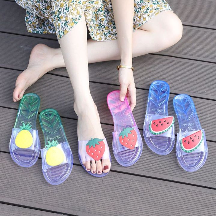 Crystal%20Slippers%20Women's%20Summer%20Korean%20Style%20ins%20Cute%20Cartoon%20Student%20Outer%20Wear%20Non-Stinky%20Feet%20Transparent%20Beach%20Sandals%20for%20Women%20M%20-%20Image%204