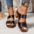 2024 Women Summer New Simple Solid Color Square Root Anti-Slip Sandals Daily Casual Vacation Beach Flip Flop Zapatos De Mujer. 