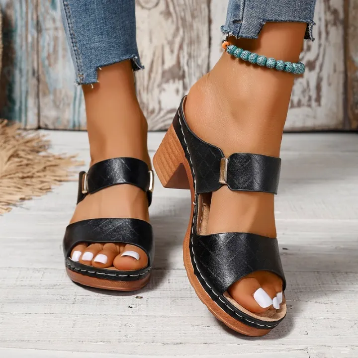 2024%20Women%20Summer%20New%20Simple%20Solid%20Color%20Square%20Root%20Anti-Slip%20Sandals%20Daily%20Casual%20Vacation%20Beach%20Flip%20Flop%20Zapatos%20De%20Mujer%20-%20Image%202