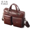 PIUNCLE Men's Briefcase Bag Men's Genuine Leather Laptop Bag Men Vintage Designer Luxury Brand Porte Document Office Bag For Men. 