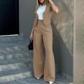 Women Suit Women Vest Elegant Lady Baggy Pants Set with Sleeveless Vest Women's High Waist Wide Leg Pants in for Fashionable. 