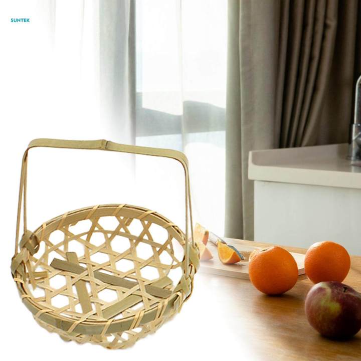 Woven Basket Multipurpose with Handle Bamboo Basket for Wedding Picnic Party M