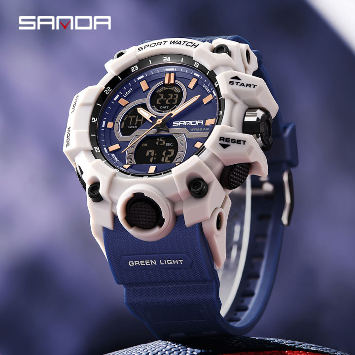 SANDA%206198%20Fashionable%20Cool%20Night%20Light%20Dual%20Screen%20Multi%20functional%20Outdoor%20Sports%20Waterproof%20Men's%20Electronic%20Watch%20-%20Image%204