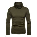 Autumn Winter Mens Thin Thermal T-shirt Simple Men's Half-collar Bottoming Slim Warm Cotton High-necked Long-sleeved T-shirt. 