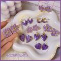 Super fairy purple stud earrings clip women's 2024 new light luxury niche lavender earrings temperament and versatile earrings. 