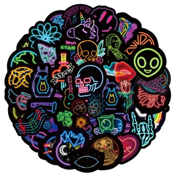 【3C VictoryEagle】Cool Neon Light Stickers Graffiti For Laptop Suitcase ...