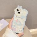 Sanrio Cartoon Cinnamoroll Bowknot Wave Monster Lens Holder Phone Case Iphone 11 12 13 14 Pro Max X Xs Xr 7 8 Plus Soft Case. 