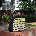 Lunch Carry Bag, Cotton Fabric, Yellow & Black, (9.5″x7.5″x5″).