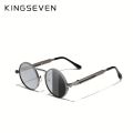 KINGSEVEN, Gothic Steampunk Round Metal Frame Polarized Sunglasses, With Spring Bridge & Temples, For Men Women Outdoor Sports Party Vacation Travel Driving Fishing Supplies Photo Props.