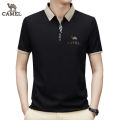 2024 Camel Authentic Emblem 3D Gold Label Men's Middle and Youth Scissor Neck Ice Silk Breathable Fashion Short sleeved T-shirt. 