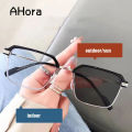 Photochromic Shade Reading Glasses Metal Half Frame Sunglasses Prebyopia Eyeglasses Ultralight For Women Men 0 +1.0+1.5+2+2.5+4.