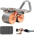 Ab Roller Wheel Exercise with Elbow Support, Automatic Rebound Abdominal Wheel,Double Wheel Ab Roller Equipment for Core Workout for Home Gym Fitness, Yoga & Pilates Exercises. 