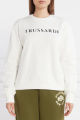 Trussardi White crew-neck sweatshirt in regular cotton with contrasting logo. 