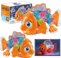 Transparent Gear Fish Toy, Baby Lights Music Light Fish Toy, Newborn Musical Early Educational Toy, Ideal Fish Toy for Floor Play.